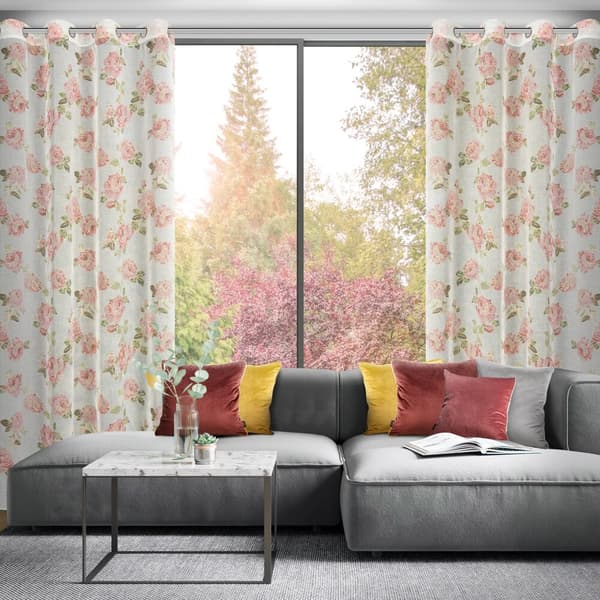 MELA gardin 140x250 cm lyserøde blomster
