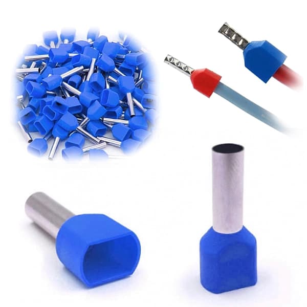 Dobbeltisoleret kabelmuffe til ledninger 2x2,5mm blå 100 stk.