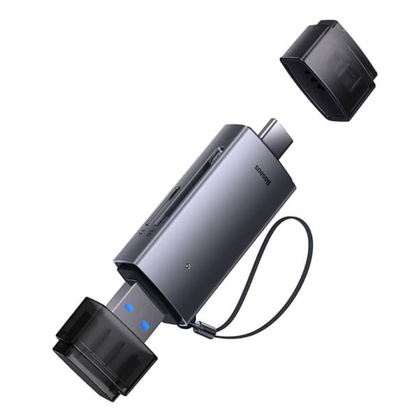 SD TF USB-A USB-C minneskortläsare - Grå