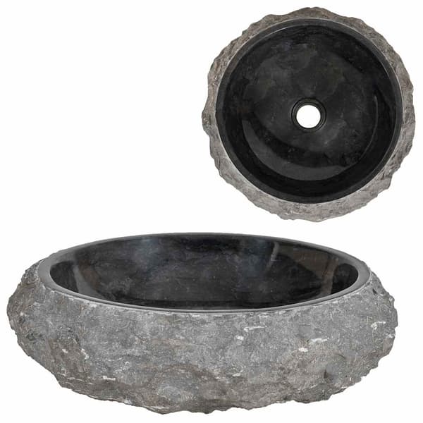 vidaXL håndvask, 40 x 12 cm, marmor, sort