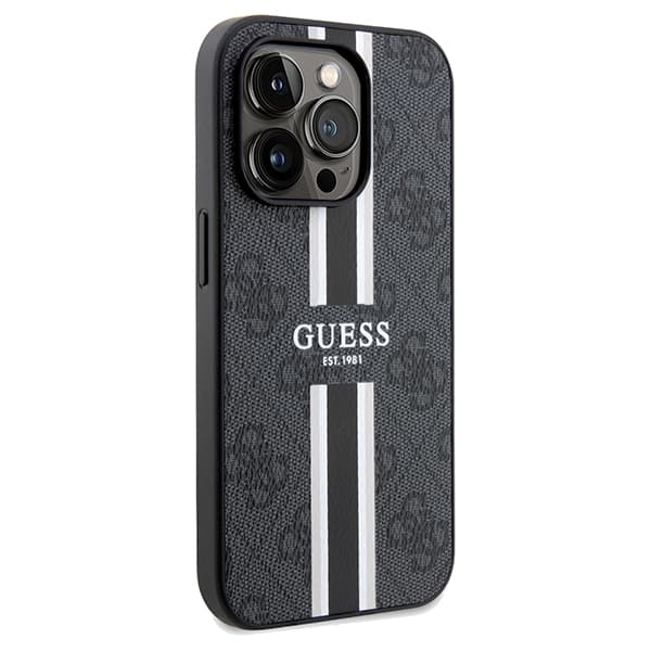Guess 4G Printed Stripes MagSafe-etui til iPhone 15 Pro Max, sort