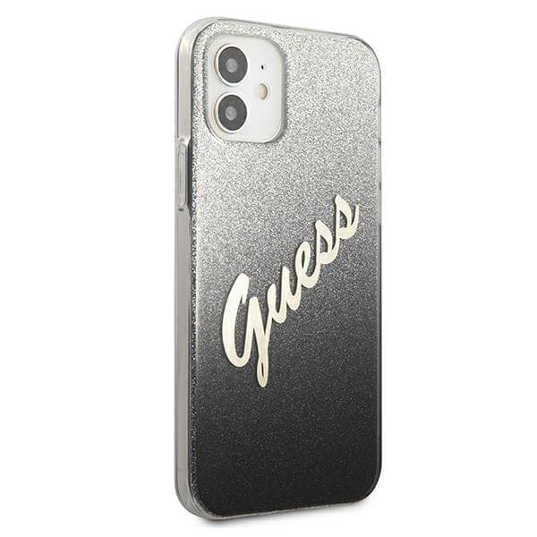 Guess Glitter Gradient Script-skal till iPhone 12 mini, svart