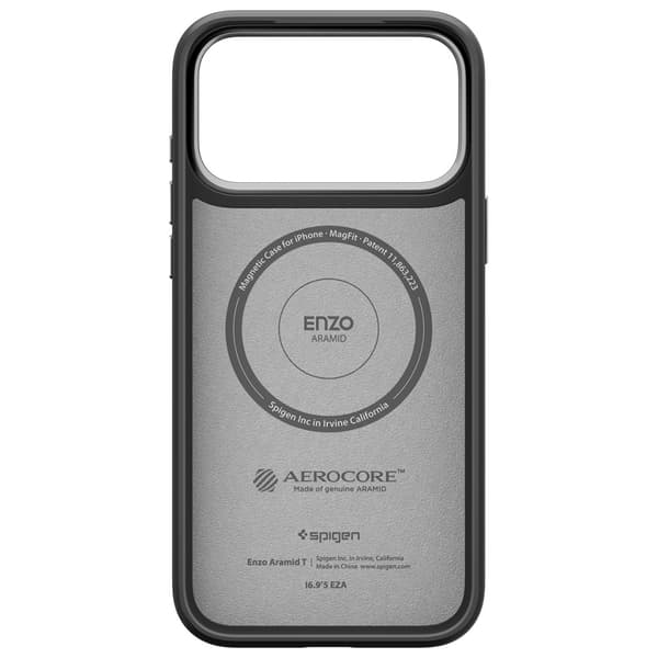 Spigen Enzo Aramid "T" Mag MagSafe-etui til iPhone 17 Pro Sort Sølv