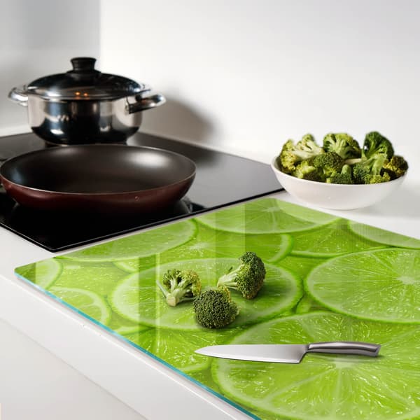 Dekorativ köksbräda i härdat glas för limehacking 80x52 cm