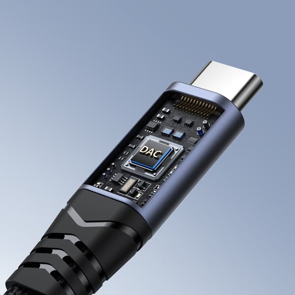 2-i-1 adapteroplader + hovedtelefoner USB-C til USB-C / mini-jack 3,5 mm sort