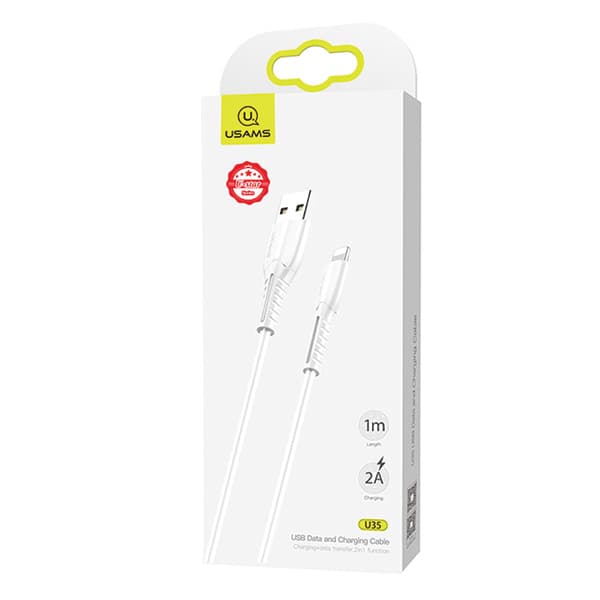 USAMS U35 USB-A til Lightning 2A hurtigopladerkabel 1m hvid