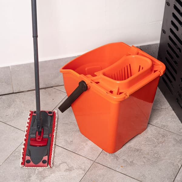 25L spand med vridemaskine FLAD MOPPE - ORANGE