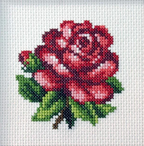 Korssting - Rød rose