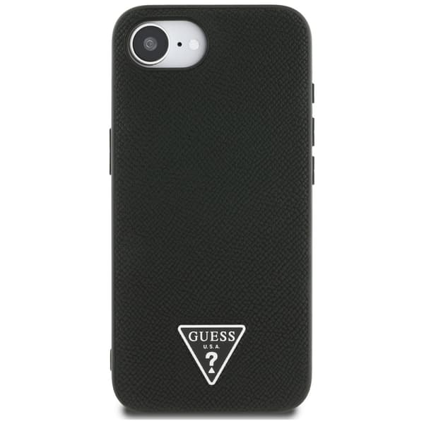 Guess Grained Triangle MagSafe-etui til iPhone 16e / 17e, sort