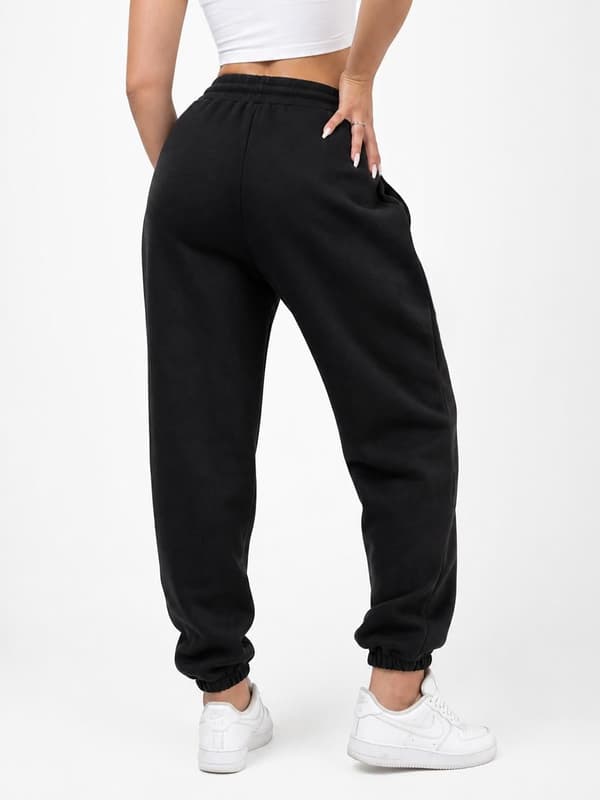 Sorte joggingbukser med GOOD LUCK-logo, M til damer