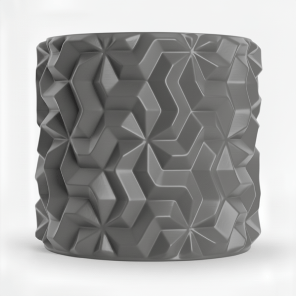 Gråt urtepotteskjuler med 3D geometrisk mønster til loftplanter