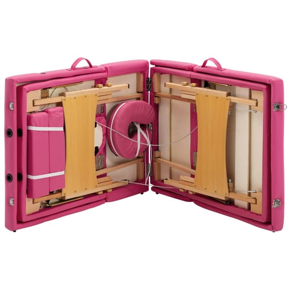 vidaXL foldbart massagebord 4-zoner træ pink