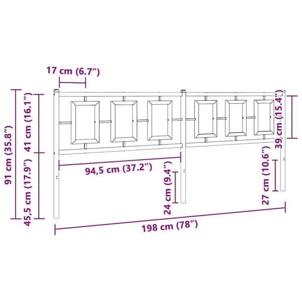 vidaXL metalsengegavl, sort, 193 cm