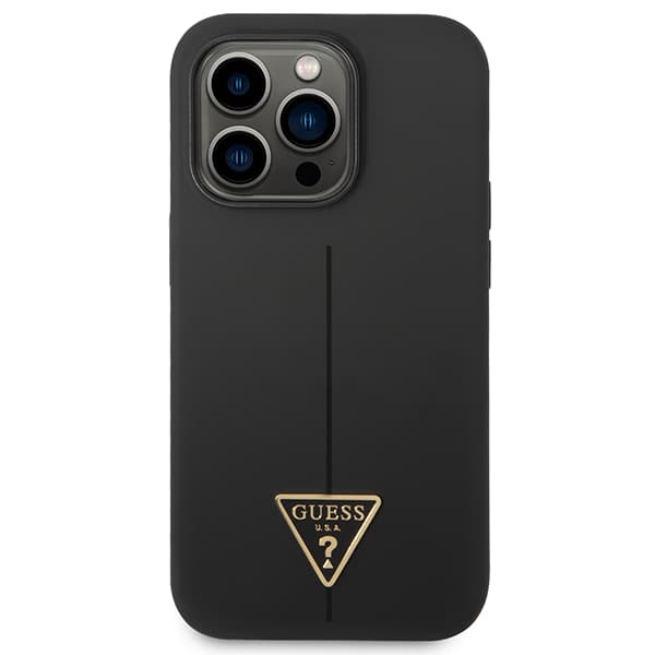 Guess Silikone Trekantet Logo Etui til iPhone 14 Pro Max, Sort