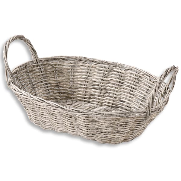 Oval korg för bröd och frukt, grå