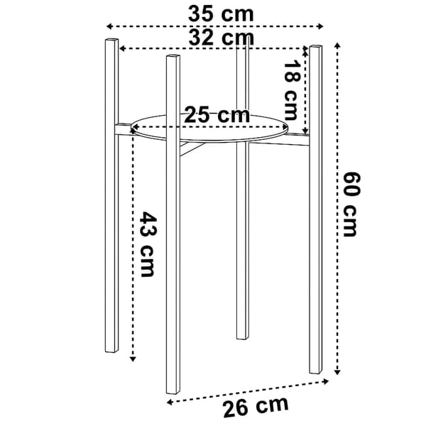 Loft-stil stående plantestativ Torre 60 cm sort