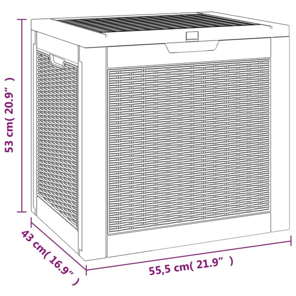 vidaXL opbevaringskasse til haven, sort, 55,5x43x53 cm, polypropylen
