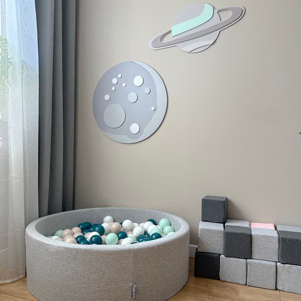 KiddyMoon 3D-väggdekoration i relief för barnrum, MDF-material, halvmånemönster