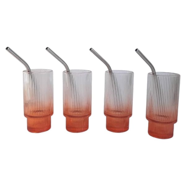 320 ml drikkeglas med metalsugerør 4 stk.