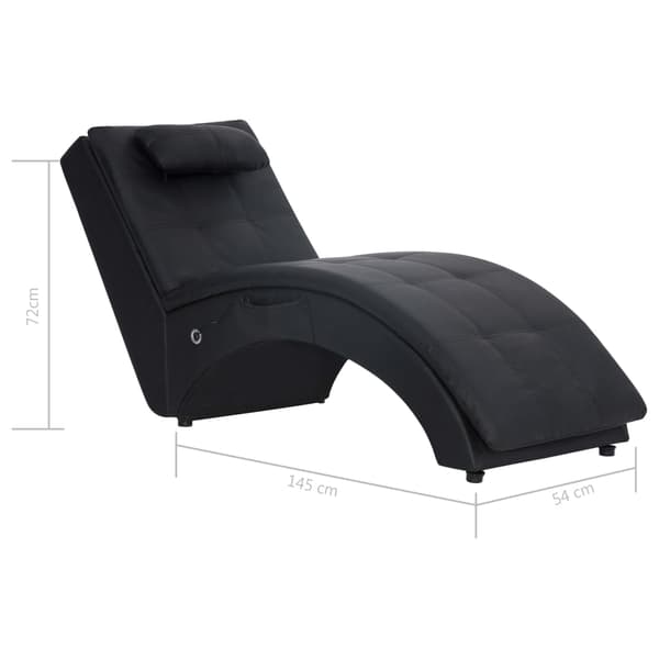vidaXL massagechaiselong med hynde, sort, kunstlæder