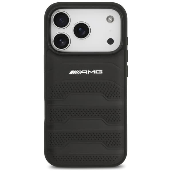 AMG Lædercover med Prægede Linjer og Logo til iPhone 17 Pro, Sort