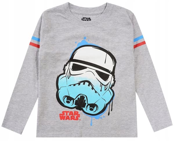LÅNGÄRMAD BLUS FÖR POJKAR, bomull, STAR WARS, grå 110 D017F