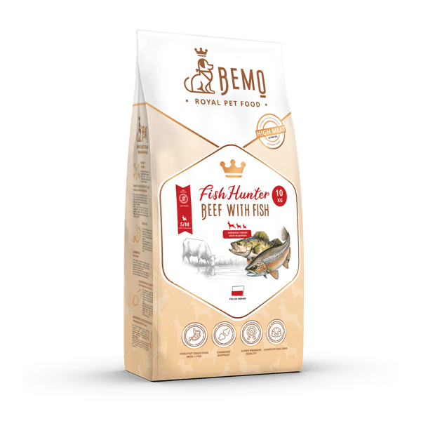 Bemo Fish Hunter - tørfoder til voksne hunde med oksekød og fisk til små og mellemstore hunde (S/M) 10 kg