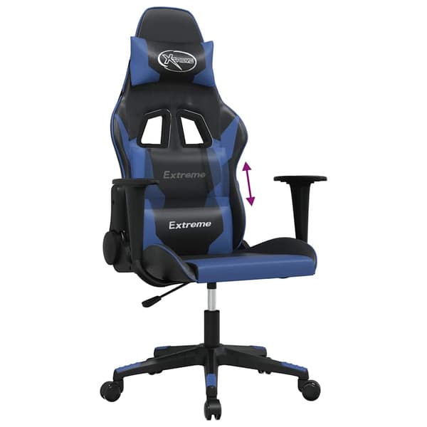 vidaXL massage-gamingstol, sort og blå, kunstlæder