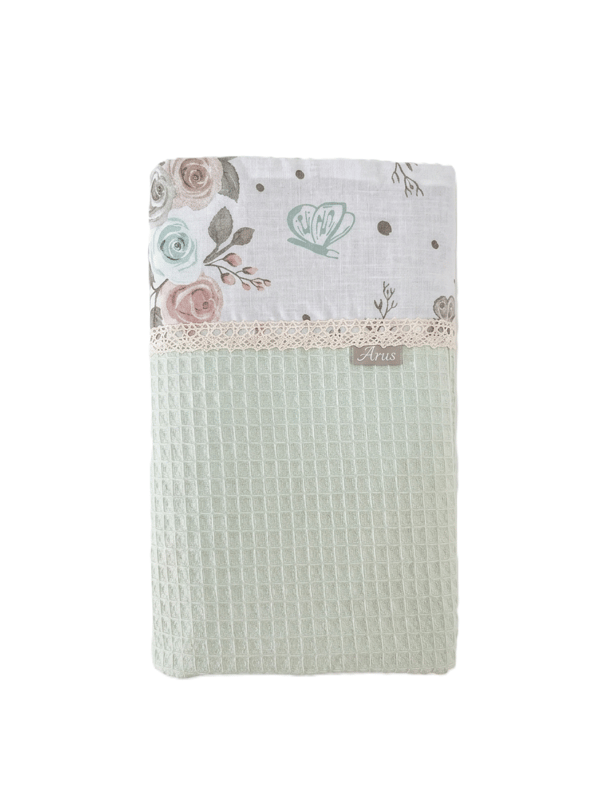 Koc / kocyk wafelek 75x100 Boho Leafs white