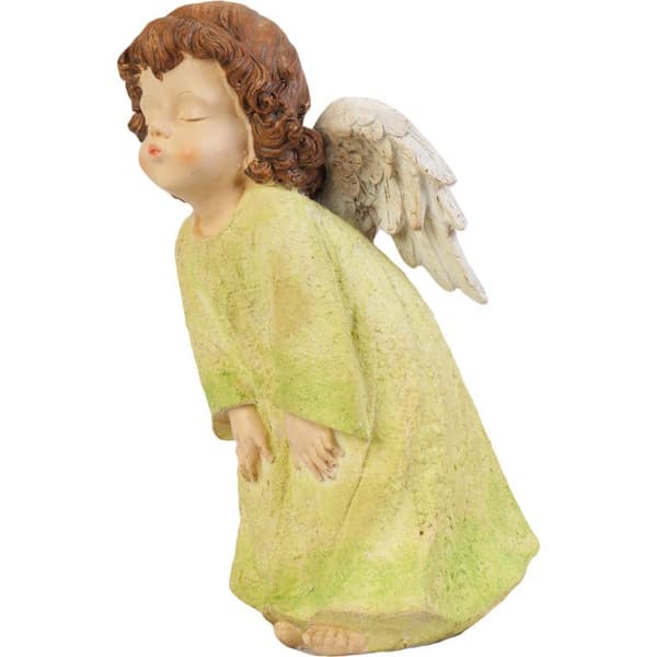 Grøn skytsengel - Dekorativ polyresinfigur, højde 21 cm