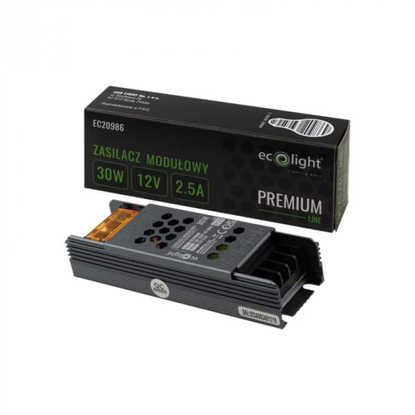 LED-strömförsörjning Modulär Slim PREMIUM 30W 12V 2.5A Ecolight-transformator