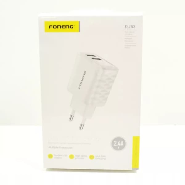 FONENG EU53 2.4A 12W 2xUSB Vægoplader Hvid