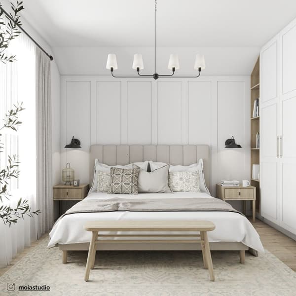 Klassisk sort LINEN lampe - bred