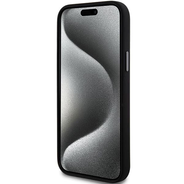 DKNY Liquid Silicone Metal Logo Cover til iPhone 15, Sort