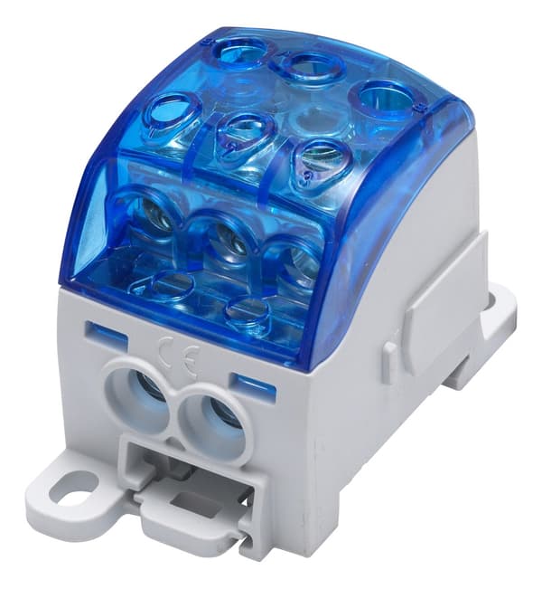 Universal fordelerblok SUB 220 Al/Cu 82060 simblok, blå