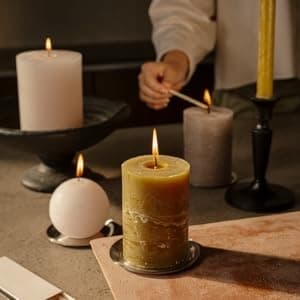 Spaas Rustikt Bloklys 70/70 mm 25 timer, Lysegrå, Lille