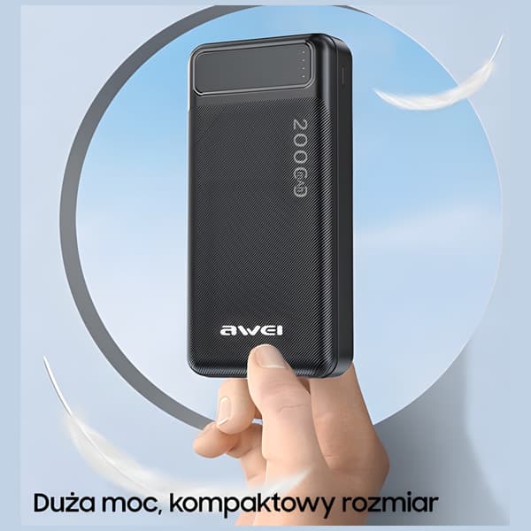 Varavirtalähde AWEI P6K 20000mAh 2xUSB/PD/Micro-USB musta
