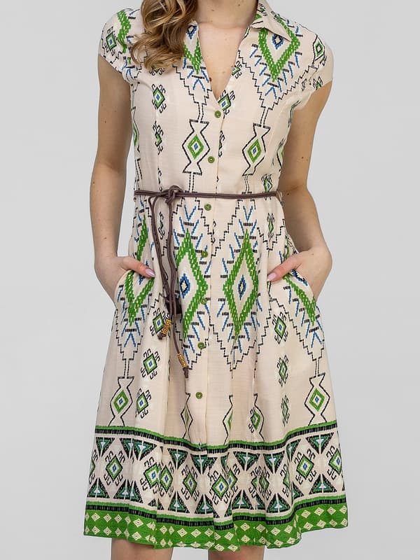 DAMKLÄNNING I BOHO-STIL MED MÖNSTER, MIDI
