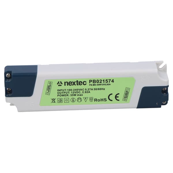 Edullinen LED-asennusvirtalähde IP20 / 12V / 2.92A / 35W