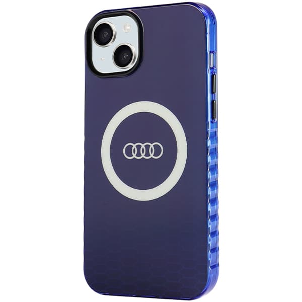 Audi IML MagSafe-etui med stort logo til iPhone 15 Plus, marineblå
