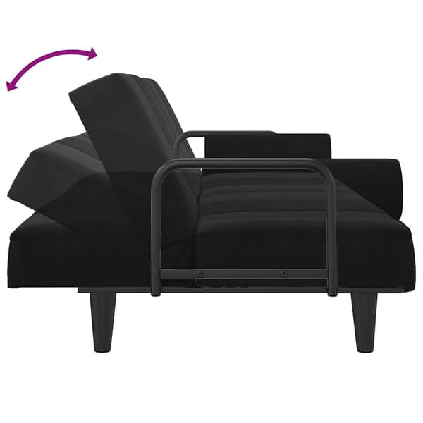 vidaXL sovesofa med armlæn, sort fløjl