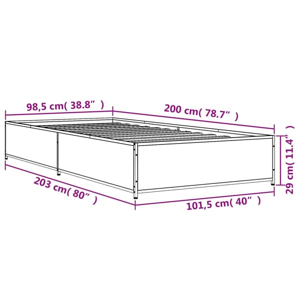 vidaXL Sängram brun ek 100x200 cm träbaserat material