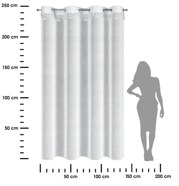 Julegardin 140x250 cm hvide stjerner