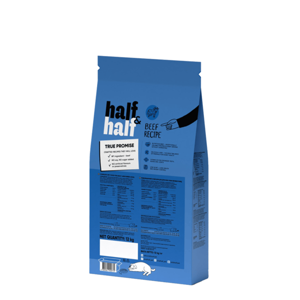 Half&Half Premium torrfoder för vuxna stora raser av nötkött 2 kg