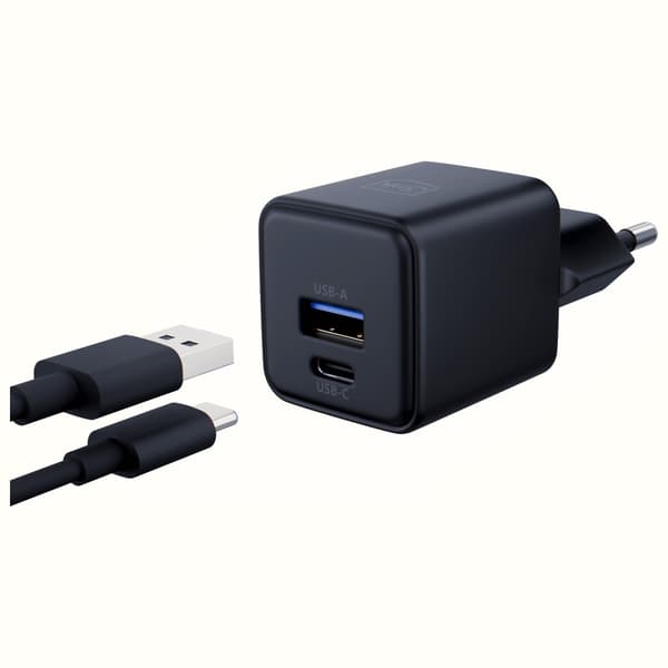 3MK Hyper GaN-laddare 20W 1xUSB-A 1xUSB-C PD QC4+, Svart