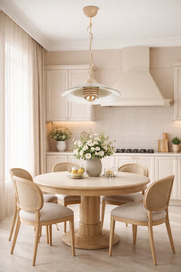 Kök Beige Glas Pendellampa 1xE27
