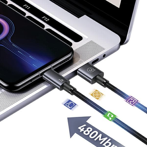 USAMS USB-A - Micro-USB 2A -kaapeli 1,2 m, pikalataus, teräs