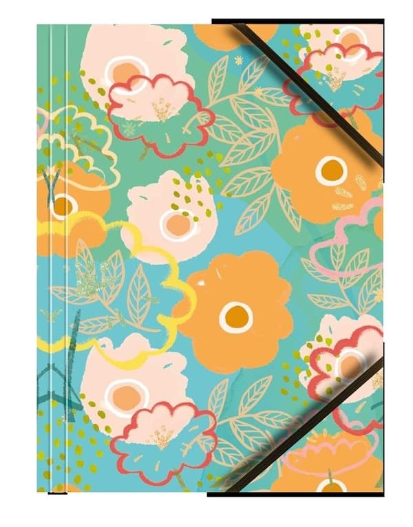 A4 papmappe med elastiske hjørneblomster (6 stk.)