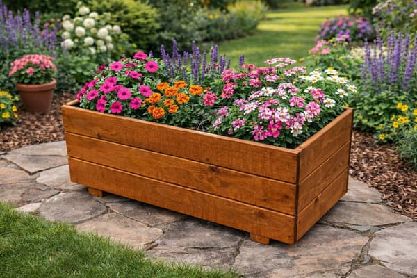 Træhavepotte i teak 60x30x29 D26