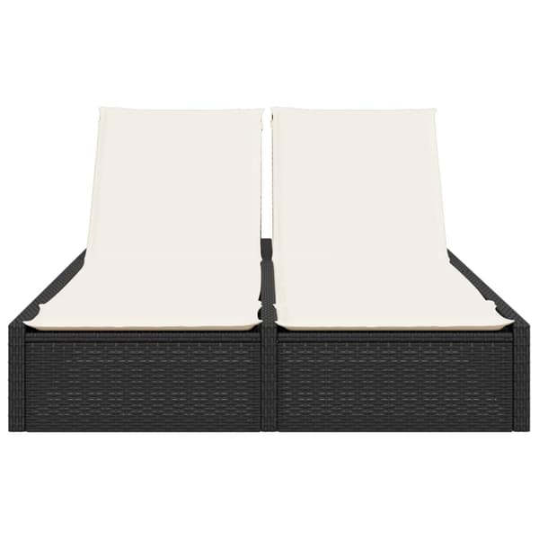 vidaXL dobbelt dagseng med hynder, sort, polyrattan